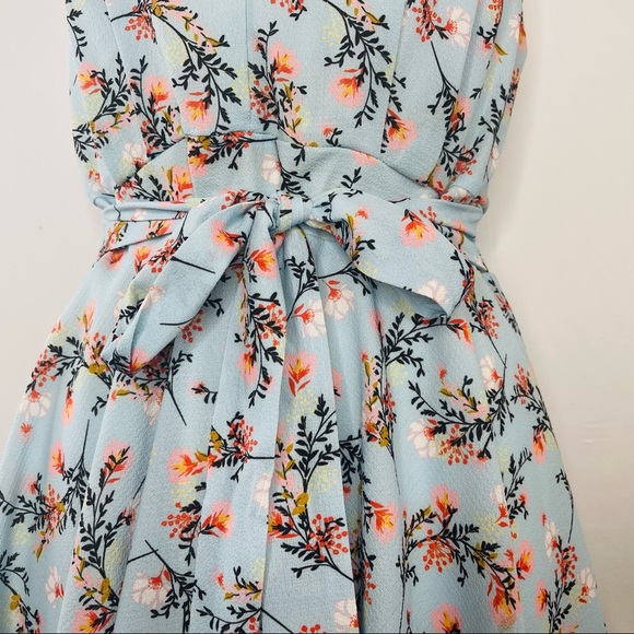 Shasa Women’s V-Neck Mint Summer Floral Print Spaghetti Strap A-line Dress Sz M - Picture 4 of 9